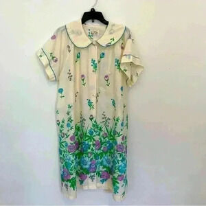 Vintage 70s Katz House Dress Coat Beautiful Floral Snap Front One Size